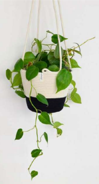 Black Block Hanging Planter Basket