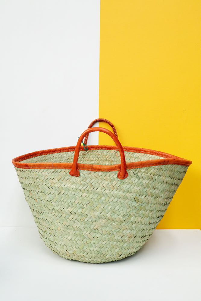 Kikapu Woven Basket with Leather Handle