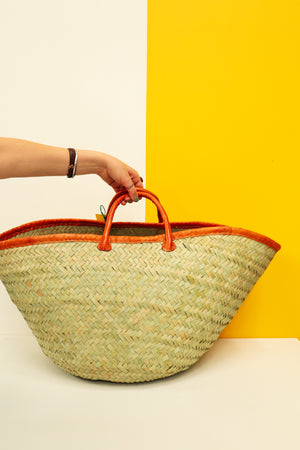 Kikapu Woven Basket with Leather Handle